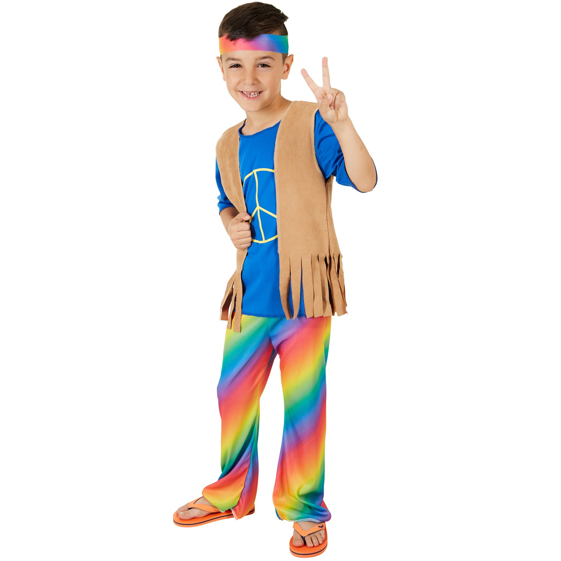Costume Da Bambino Hippie Boy TecTake (3-4 Anni) - Include Camicia, Gilet, Pantaloni A Zampa, Fascia E Cintura - Per Carnevale E Feste A Tema Anni '60