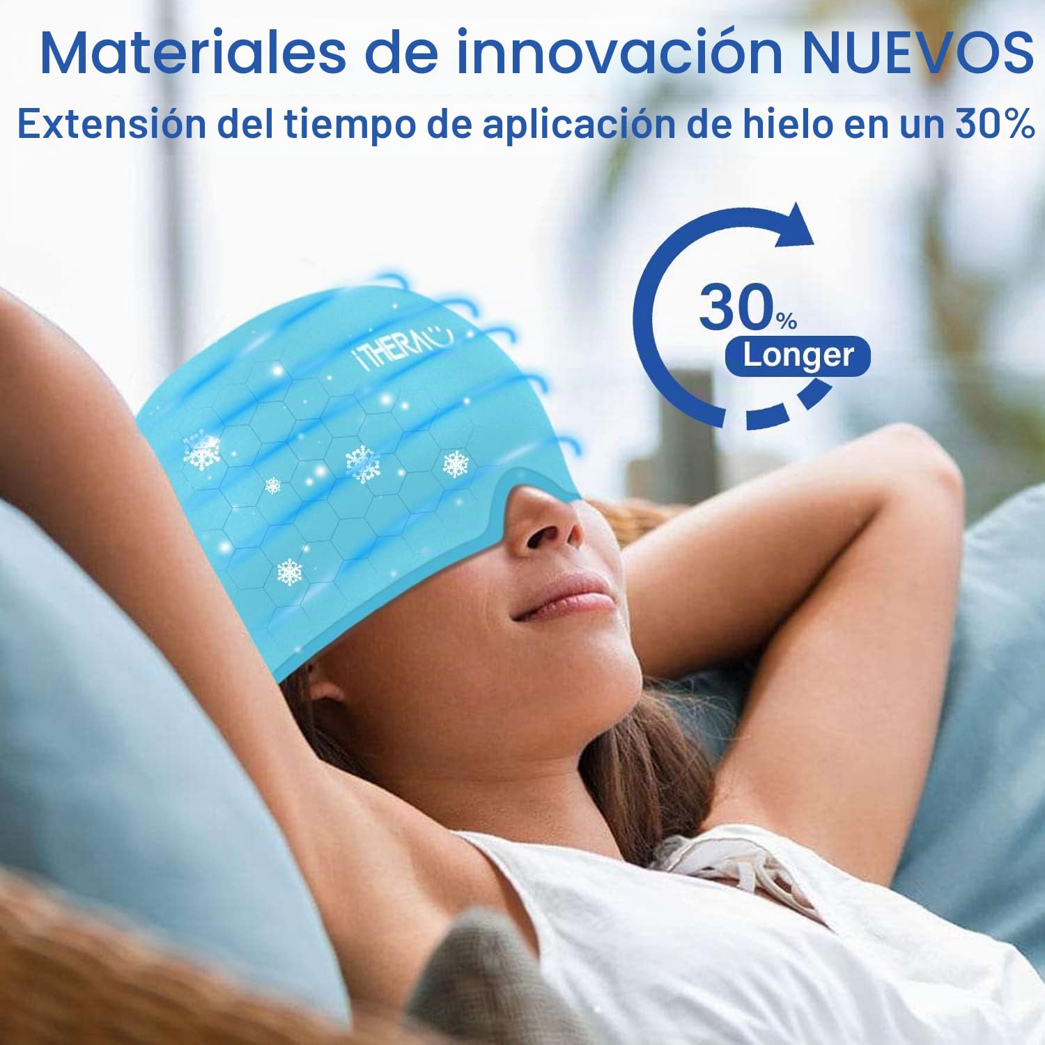 I-THERA-U cuffia mal di testa BLACK BLUE 2PCS, Gorro de gel para alivio de dolor de cabeza y migraña, gorro migraña frio para terapia de frío, migraine relief cap para alivio de dolor de cabeza