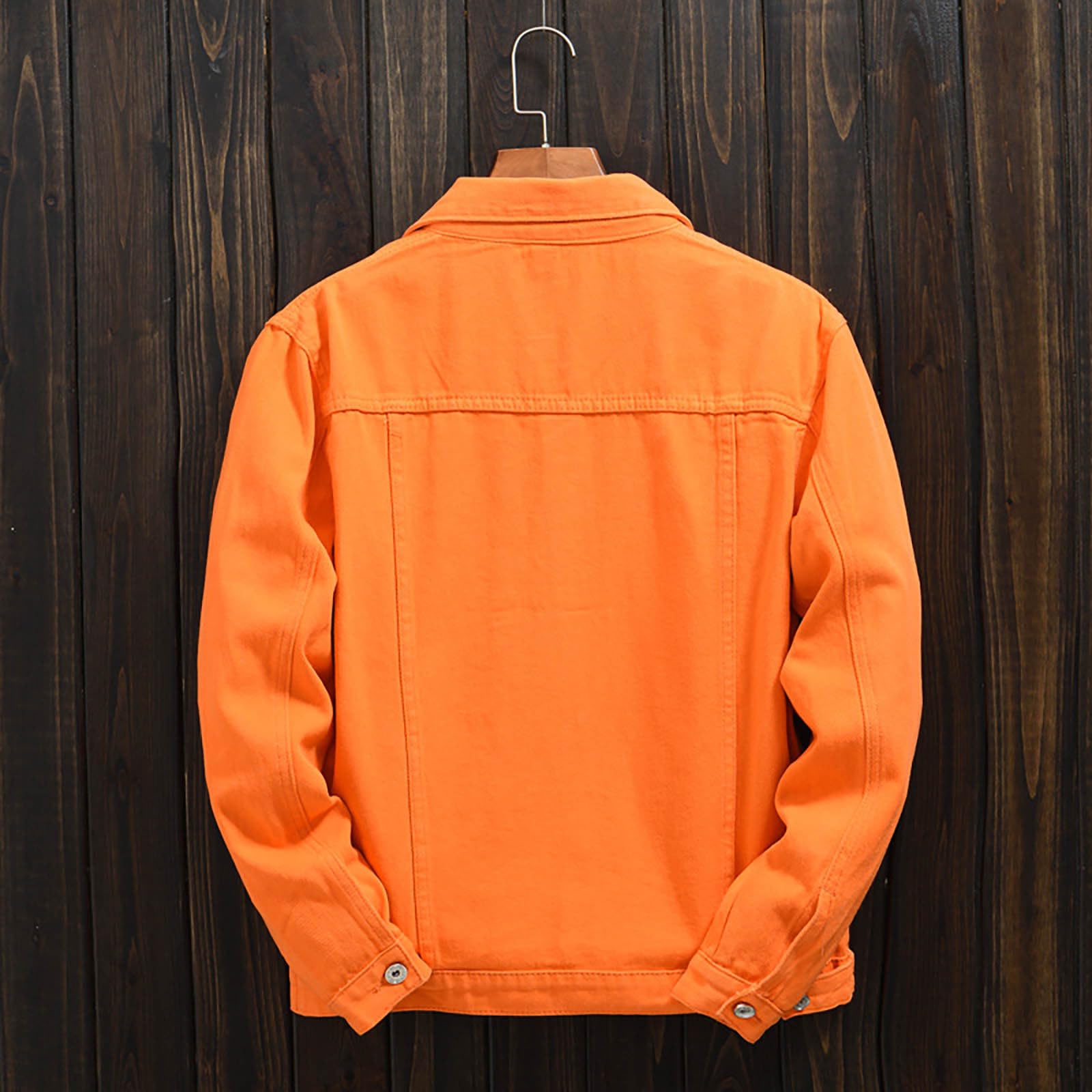 Veste en jean pour homme de couleur unie coupe-vent mi-saison avec poches