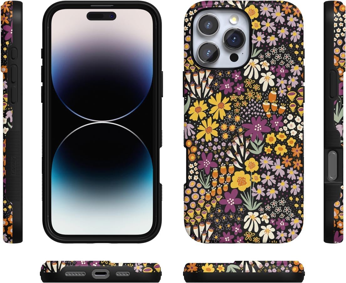 Casely iPhone 16 Pro Case | Falling for You | Plum Floral | Bold Protective Design | MagSafe Compatible Design