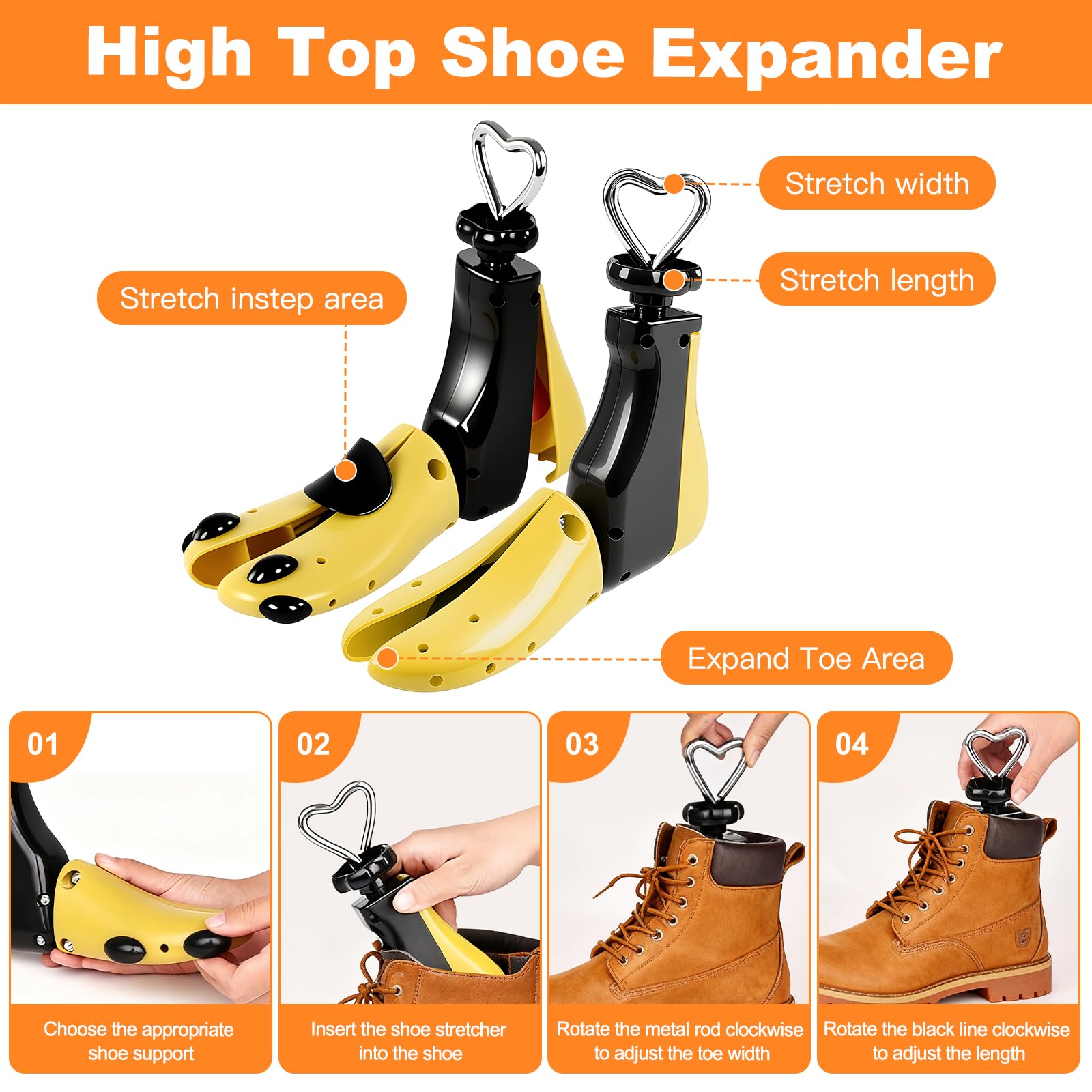 2 unidades de dilatadores de zapatos para hombre y mujer, longitud ajustable y anchura, separador de zapatos para zapatos ajustados, botas, zapatos de senderismo, botas y zapatillas, ancho