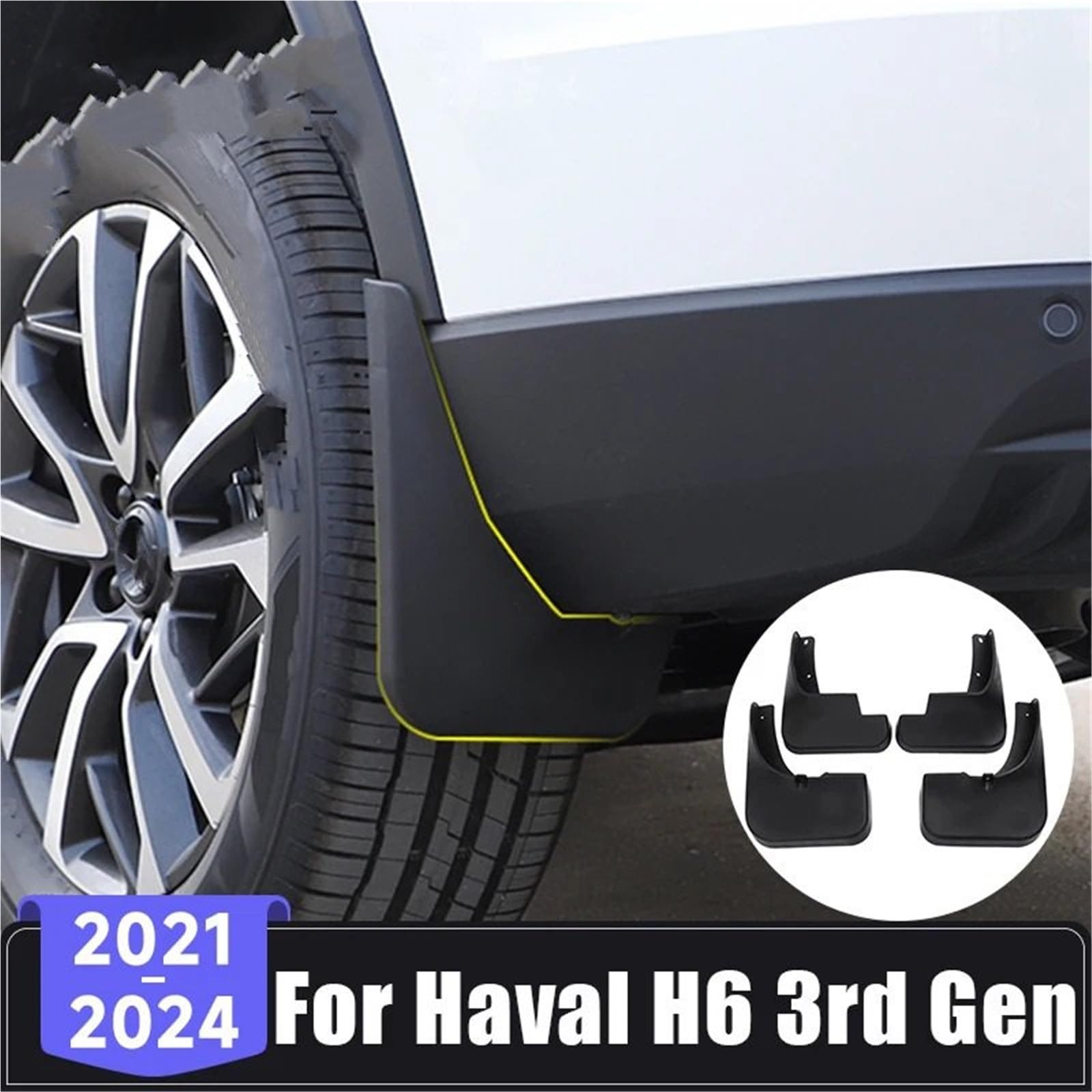 bavettes de voiture Garde-boue avant et arrière Convient pour Haval H6 3e génération GT DHT-PHEV 2021 2022 2023 2024, sans perceuse