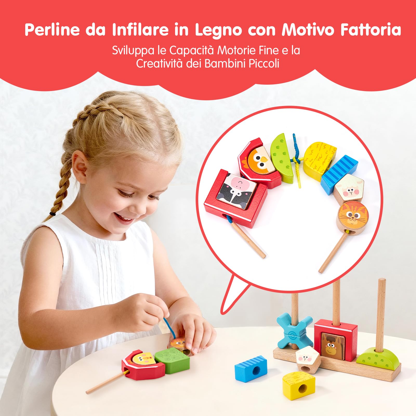 hahaland Giochi Montessori 1 Anno, Fattoria Giochi Legno Bambini da Impilare e Ordinare, Gioco Educativi Interattivo Regalo Bimbo Bimba 1 2 3 Anni