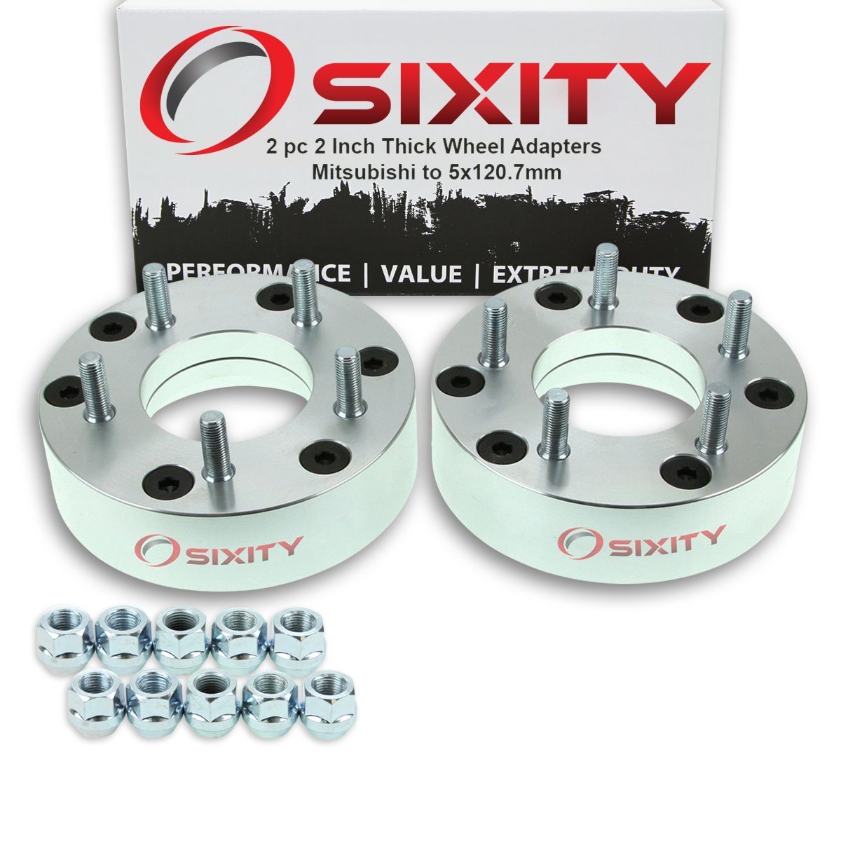 Sixity Auto 2pc 2" Thick 5x120. 7mm Wheel Adapters Mitsubishi Lancer Mighty Max Montero Sport