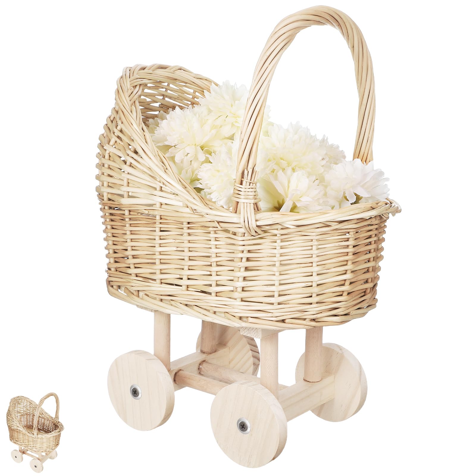 Panier en rotin de mariage pour fille avec poignée de fête prénatale