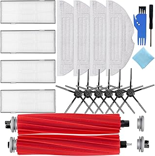 QAQGEAR Accessories Kit for Roborock S8, S7, S70, S75, S7+, S7 MaxV, S7 MaxV Plus, T7 Plus, T7S Plus Vacuum Cleaner, Replacement Spare Parts 2 Main Brush, 4 Filters, 6 Side Brush, 4 Mop Cloth (16 Pcs)