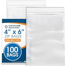 Spartan Industrial - 4" X 6" Plastic Zip Bags 6 Mil, 100 Count - Extra Heavy-Duty Zip Bags for Parts, Tools, Storage - Resealable Lock Seal Zipper