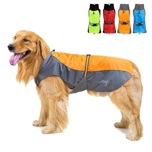 Zunea Impermeable Chubasqueros para Perros Grande Mediano Reflectante Chaleco Ligero con Forro de Malla…