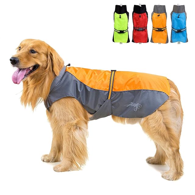 Zunea Impermeable Chubasqueros para Perros Grande Mediano Reflectante Chaleco Ligero con Forro de Malla…