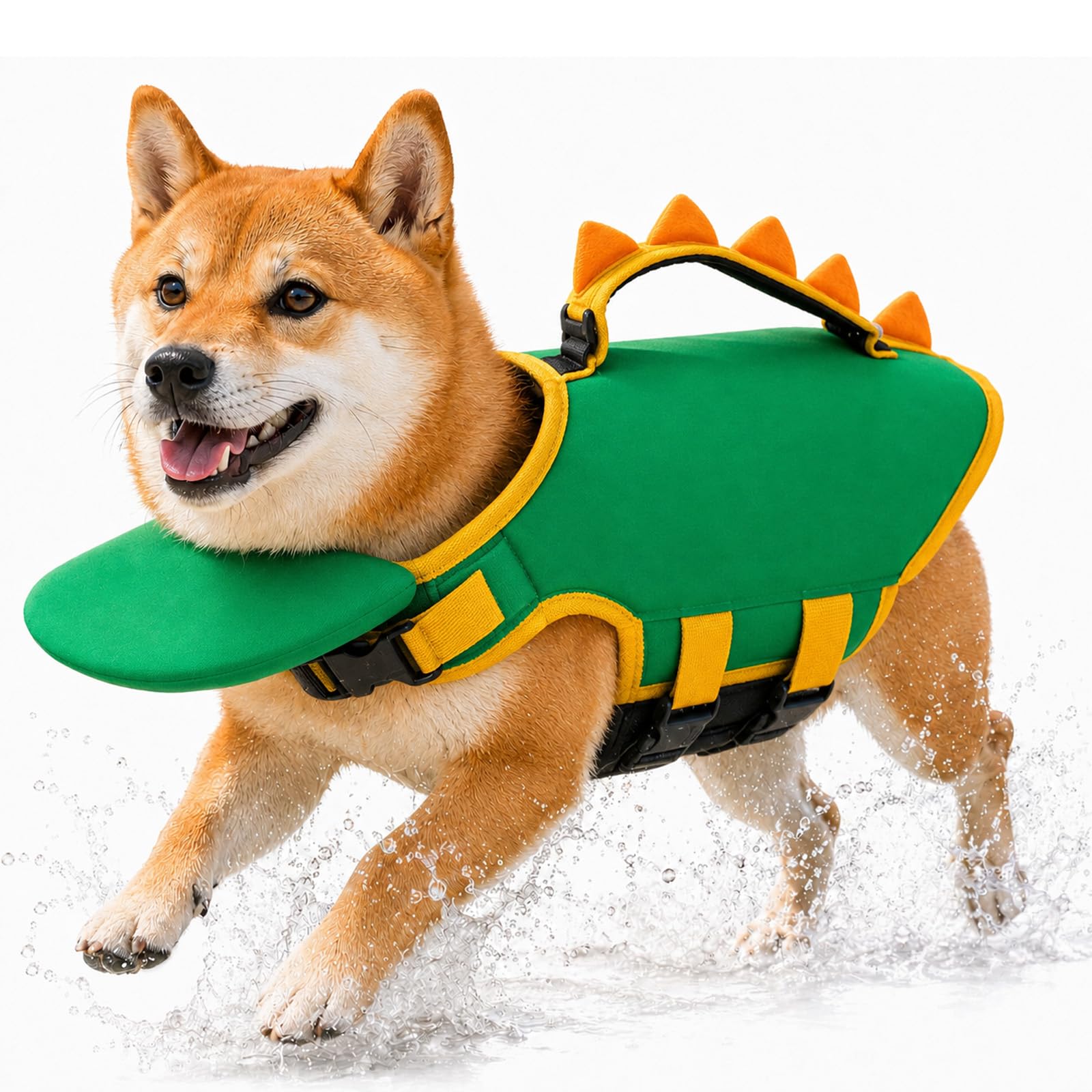 Dog Life Jacket with Chin Float and Rescue Handle, Adjustable Dog Swimming Vest with Buoyancy Aid, Reflective Pet Life Vest for Swimming Pool Beach Boating Small Medium Large Dogs (D,S)