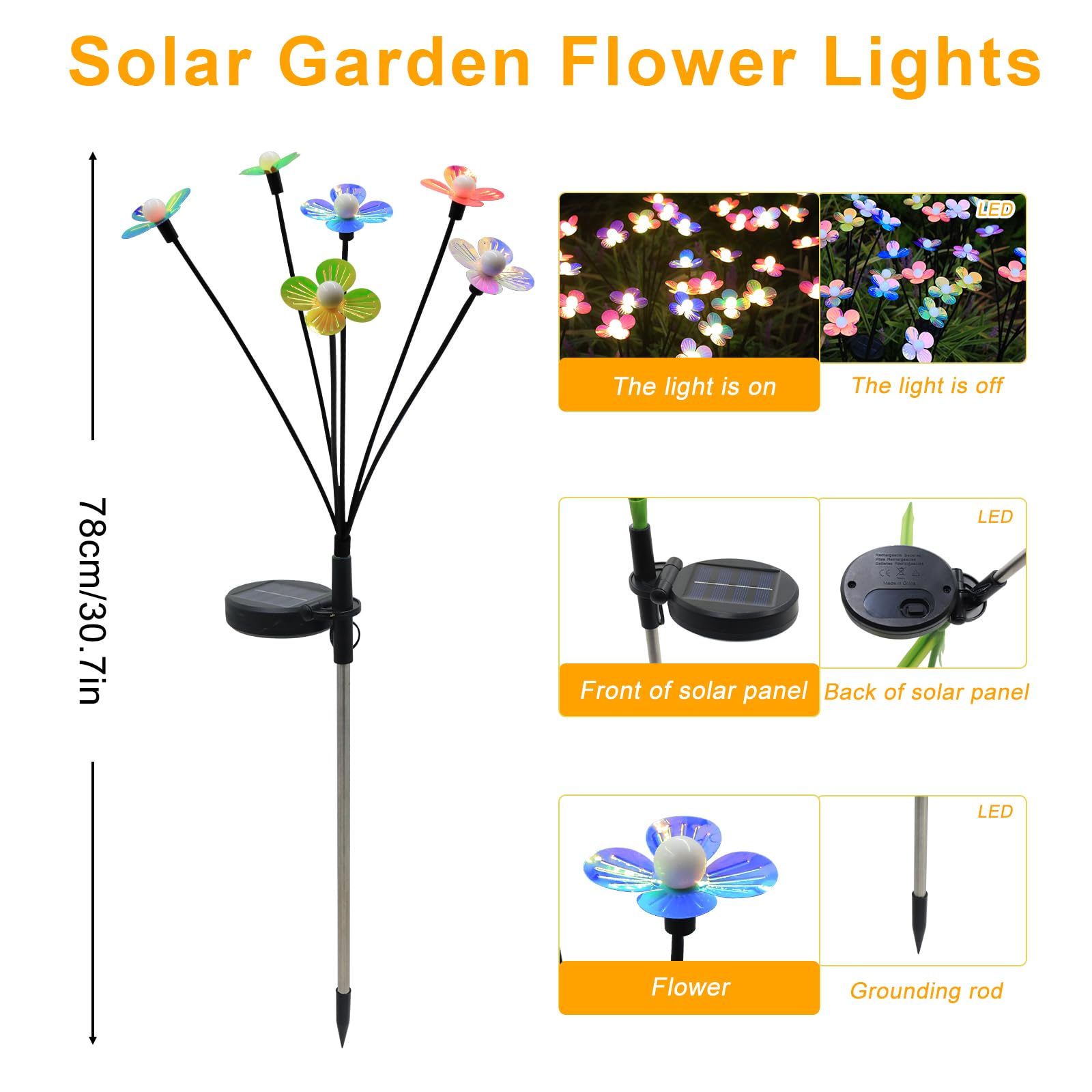 Solar Blumenleuchten Außen Wasserdicht 4 Pack 32 LEDs Garten Solar Glühwürmchen Lichter Dekorative für Garten, Hof, Hinterhof