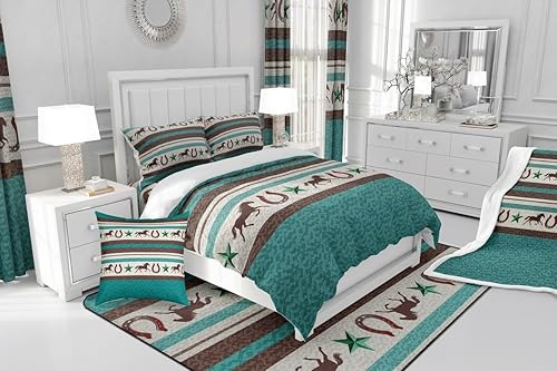 Miniatura 6 de Alfombra de herradura occidental de 5 x 7 para niños, estilo retro, estilo vaquero, para sala de estar, dormitorio, hombres, granja, salvaje oeste,