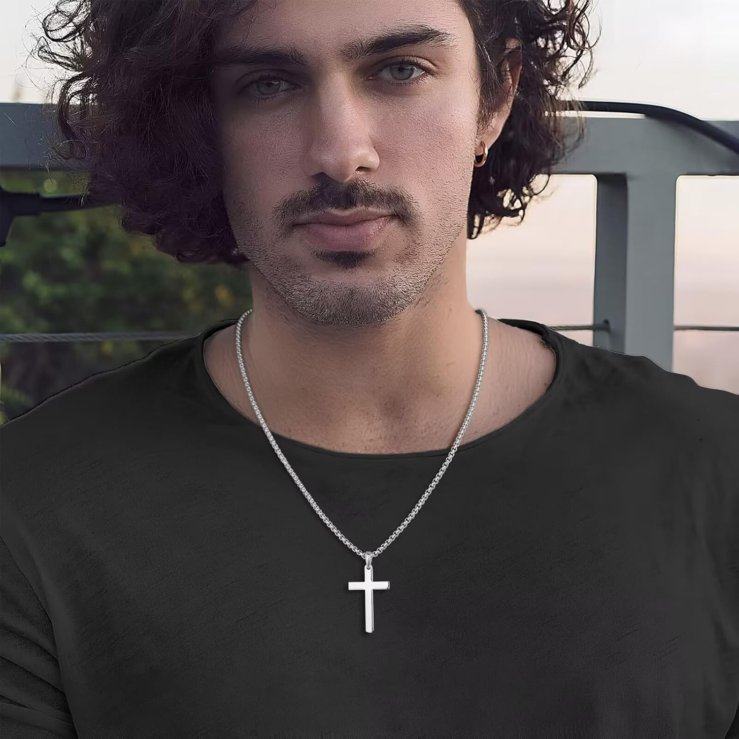 Ursteel S925 Sterling Silver Cross Necklace for Men Women - Stainless Steel Diamond Cut Chain Silver Mens Cross Pendant Necklace Jewelry 16-24 Inches - Image 8