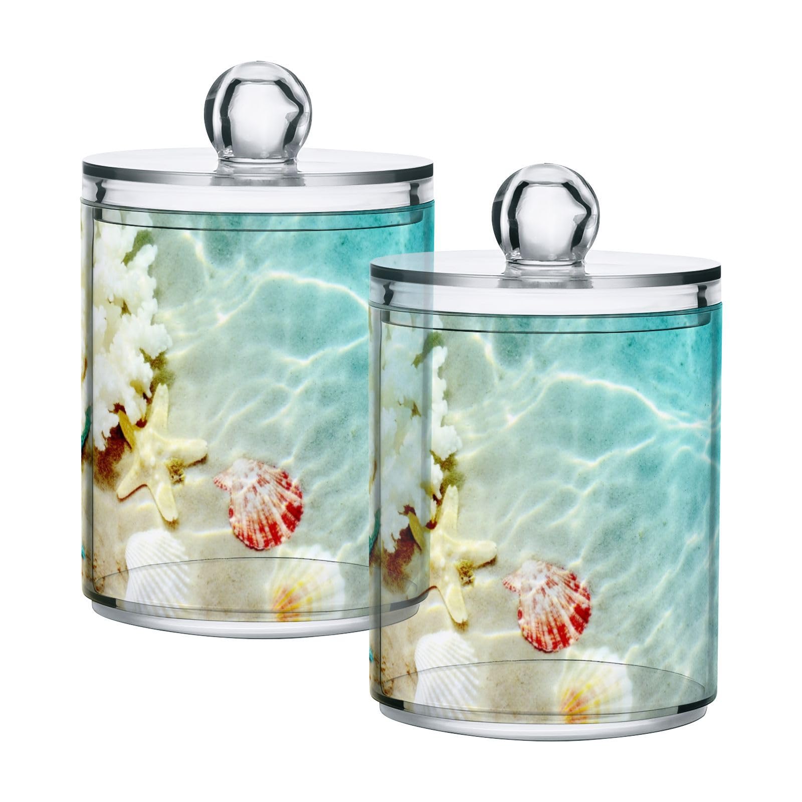Pots d'apothicaire en plastique transparent, distributeur de coton-tige et thé