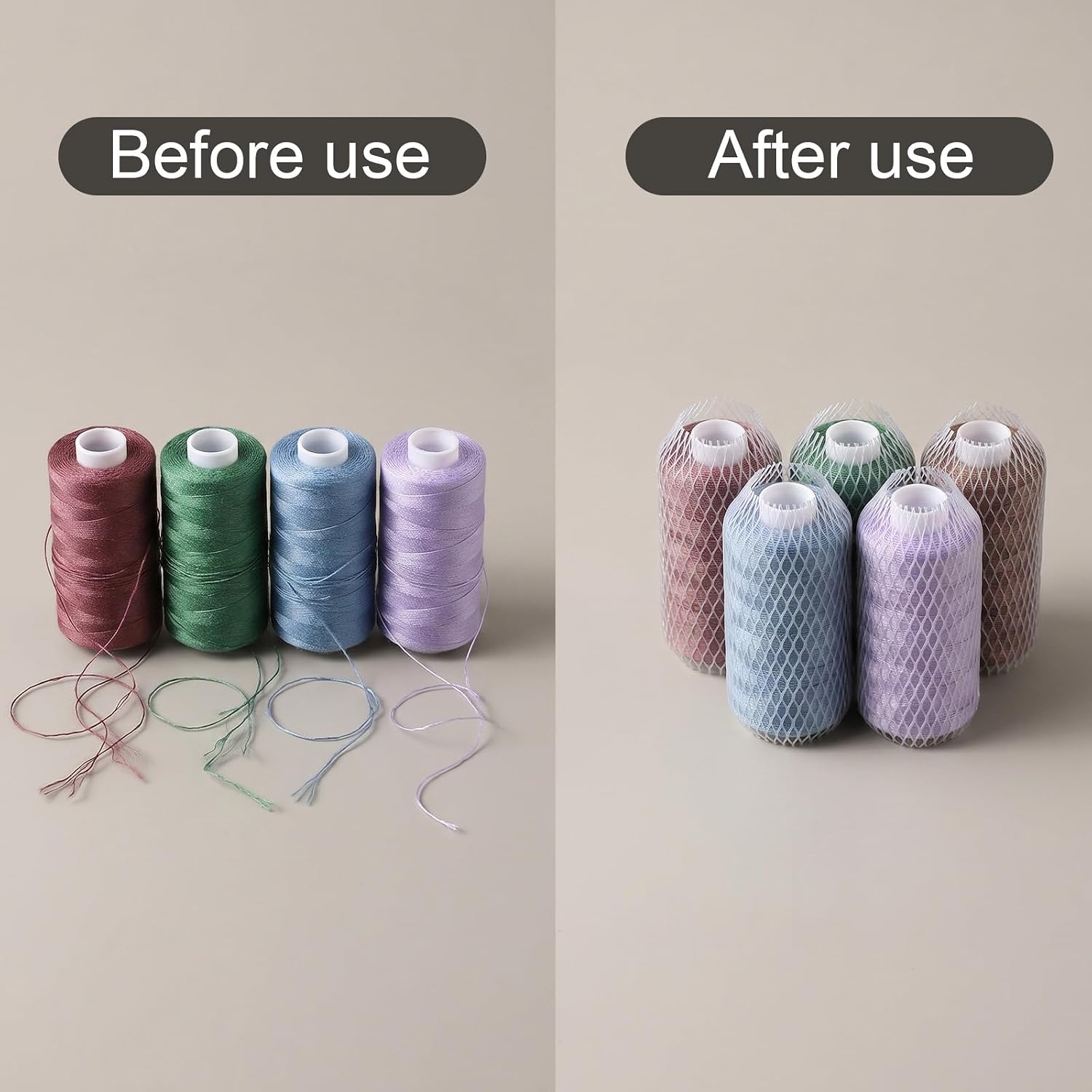 100Pcs Thread Net Spool Saver, Clear Thread Nets for Spools of Threads for Different Sizes of Embroidery Sewing Quilting and Serger Threads Spools/Cones(7x1cm)