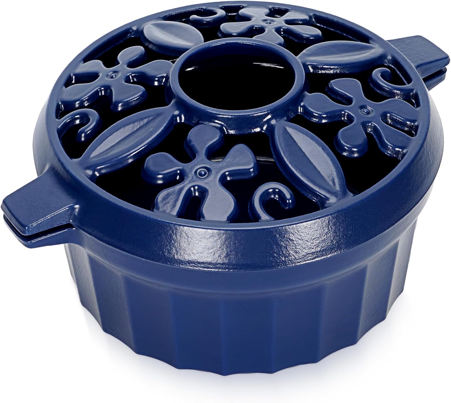 STBoo Wood Stove Steamer - Cast Iron Fireplace Humidifier | Indoor Pot for Home Heating | Round Bowl Fire Place Stove Covers Accessories Decorative | Matte Finish & Rust Resistan & 2.7 Quart, Blue