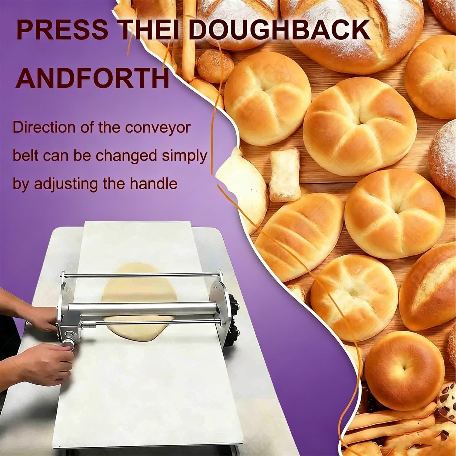Sfogliatrice elettrica Professionale per Pasta sfoglia, Macchina per impastare con Spessore di precisione da 2 a 30 mm, Nastro trasportatore Largo 17 Pollici per crostate e pasticcini danesi.
