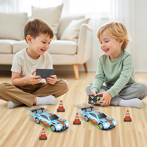 Miniatura 6 de SASBSC Mini autos de juguete RC para niños y adultos, auto de control remoto con aplicación de 2.4 GHz con luces y 3 modos de velocidad, auto de