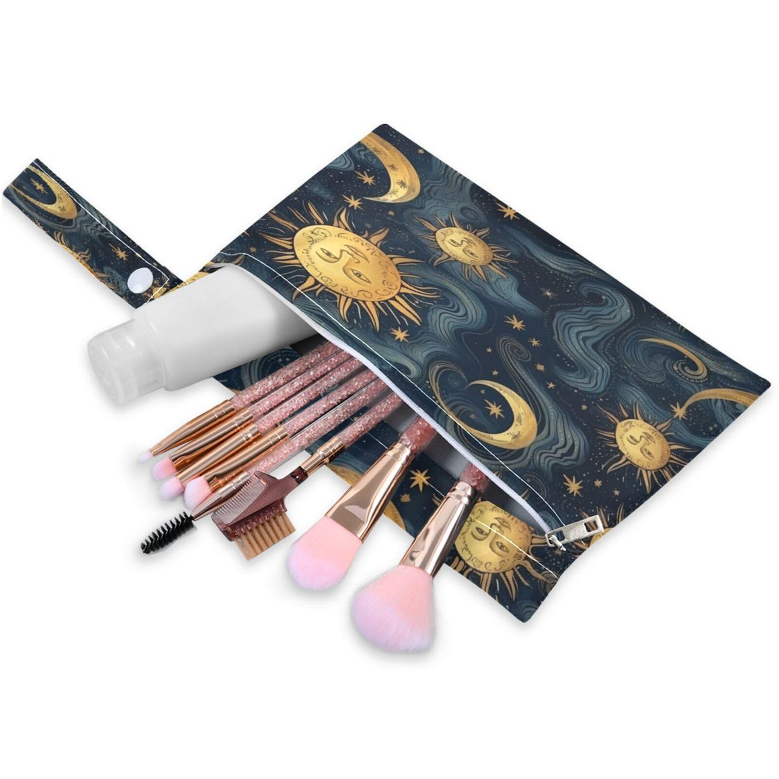 ATTX Sun and Moon Wet Dry Bags 2-Pack - Reusable Cloth Diaper Storage for Travel, Beach & Gym | Multi-Use Waterproof Bags for Swimsuits, Baby Clothes, Sports Gear#272