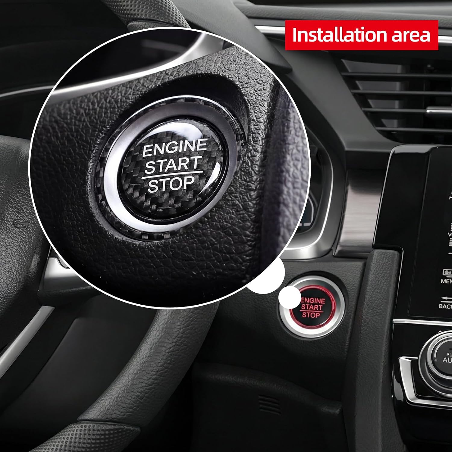 BETTERHUMZ Car Engine Start Button Sticker for Honda 10th Gen Civic image 2