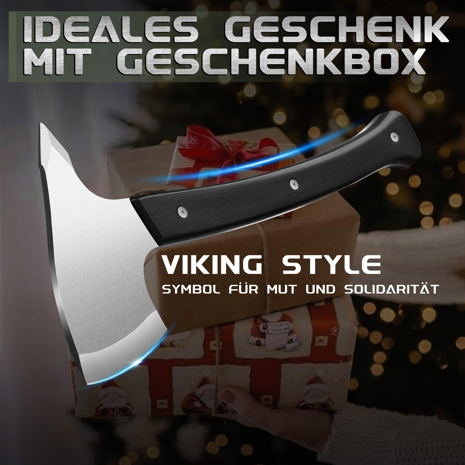 Volle Tang 15 Zoll Camping Hatchet mit geschmiedetem Stahlbau Leder Griff - Hochkarbon-Stainless-Steel, Mehrzweckwerkzeug für Outdoor, Jagd, Notfälle (SMALL)