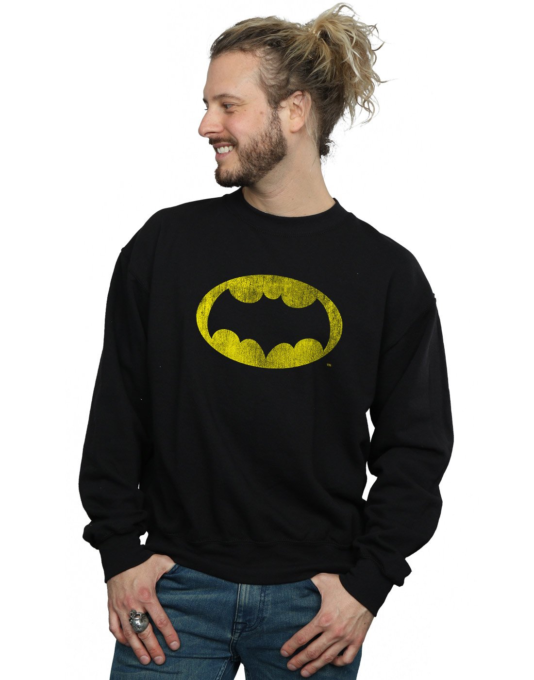 Absolute Cult DC Comics Men's Batman TV Series Distressed Logo Sweatshirt Black XX-Large
