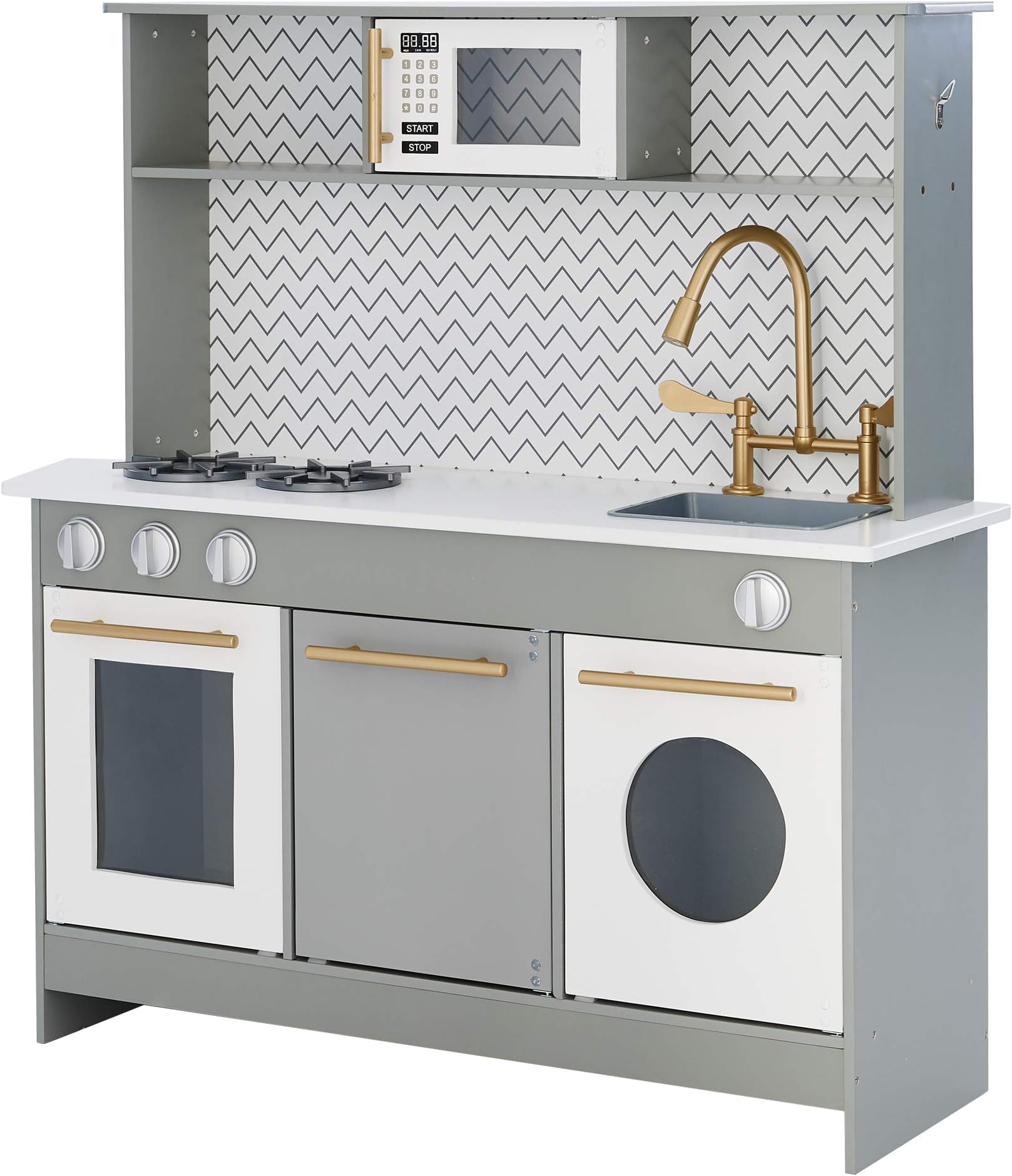 Teamson Kids Berlin Play Kitchen for Toddlers, Grey/White