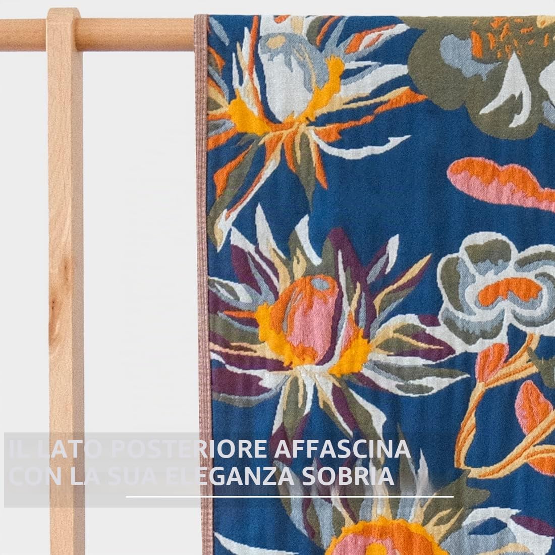 Plaid Coperta Boho Floreale in Cotone per Divano Letto Blanket Boho Coperta Reversibile Bohemien Copridivano Copriletto Poltrona Divano, Arancione Blu, 150x200cm