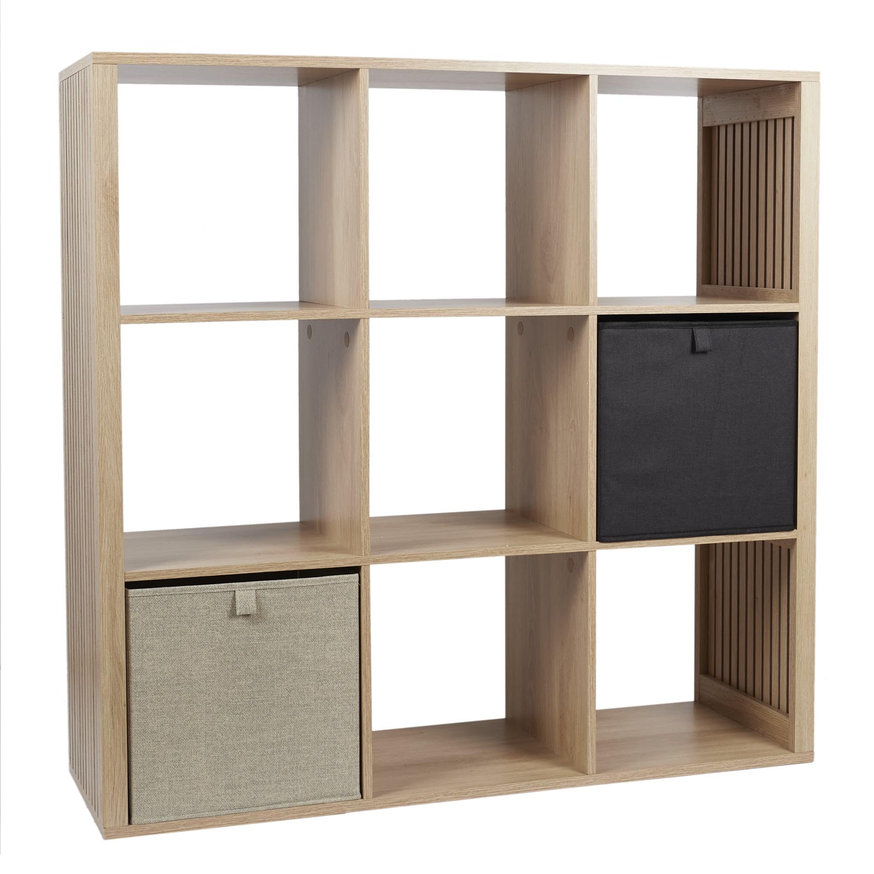 HOME DECO FACTORY Rangement Modulable 9 Cases Klaus en Bois MDF Marron | Contreplaqué, rangement modulable, 9 cases, collection Klaus, salon chambre entrée, grande capacité, empilable, marron