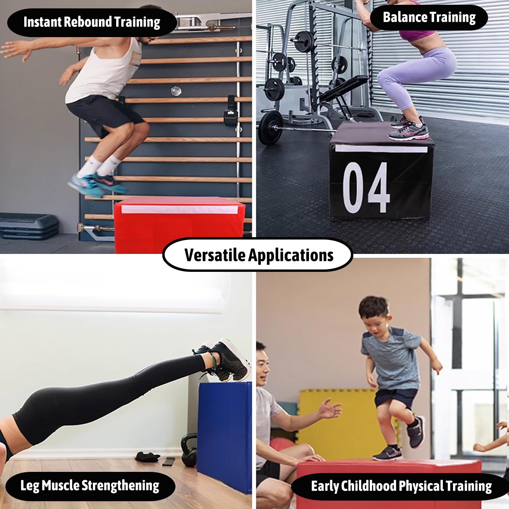 Caja de Salto Plyometrico Modular, Caja de Ejercicio Altura Ajustable con Surface Antideslizante & Espuma EPE para Plyometría, HIIT, Fuerza, Gym en Casa(Size:02#+03#)