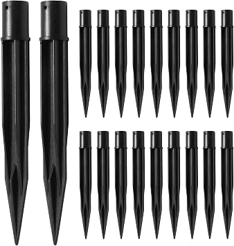 20PCS Solar Light Spikes Christmas Plastic Torch Lights Spikes for Outdoor Yard Garden, I.D.0.37 Inch/9.5MM, O.D 0.62 inch/15.75 MM, 5.71inch/14.5cm Long Replacement Stake for Solar Lights Pegs