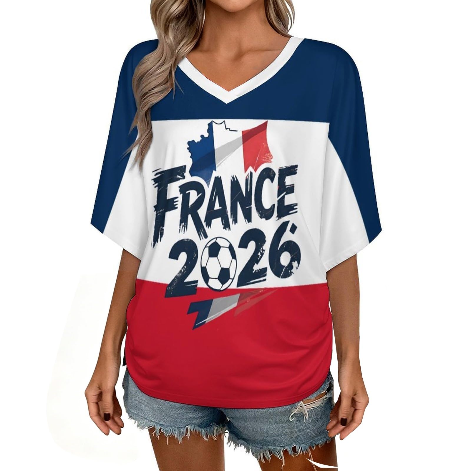 HOOUDO Womens England Football Shirt 2026 - World Cup Shirts Soft V Neck Ladies Soccer Clothes Tops Tshirt for Women Classic Jersey Lightweight Training Top Fan Jerseys