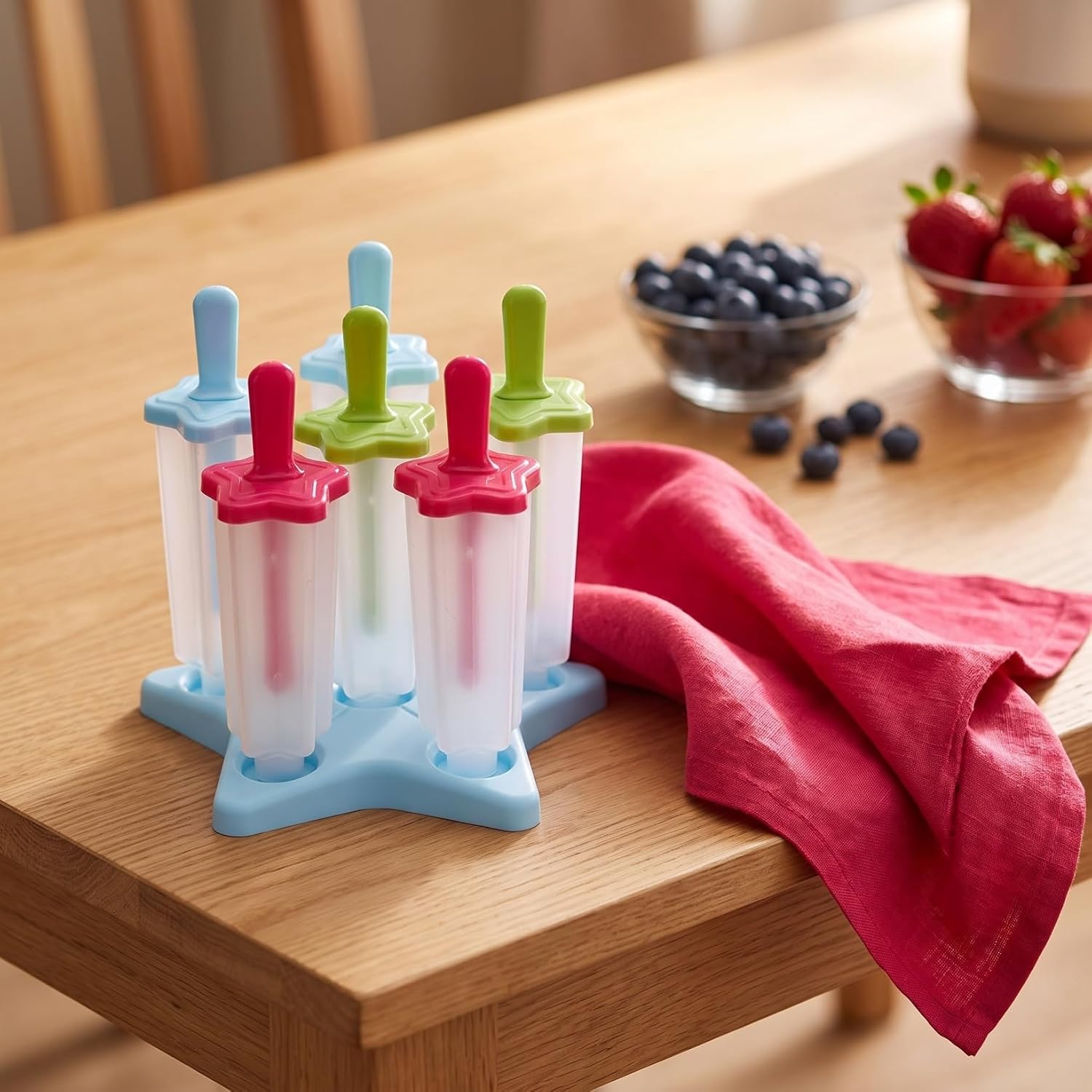 KALLORY Star Shaped Molds, Silicone Ice Pop Molds with Sticks DIY Ice Cream