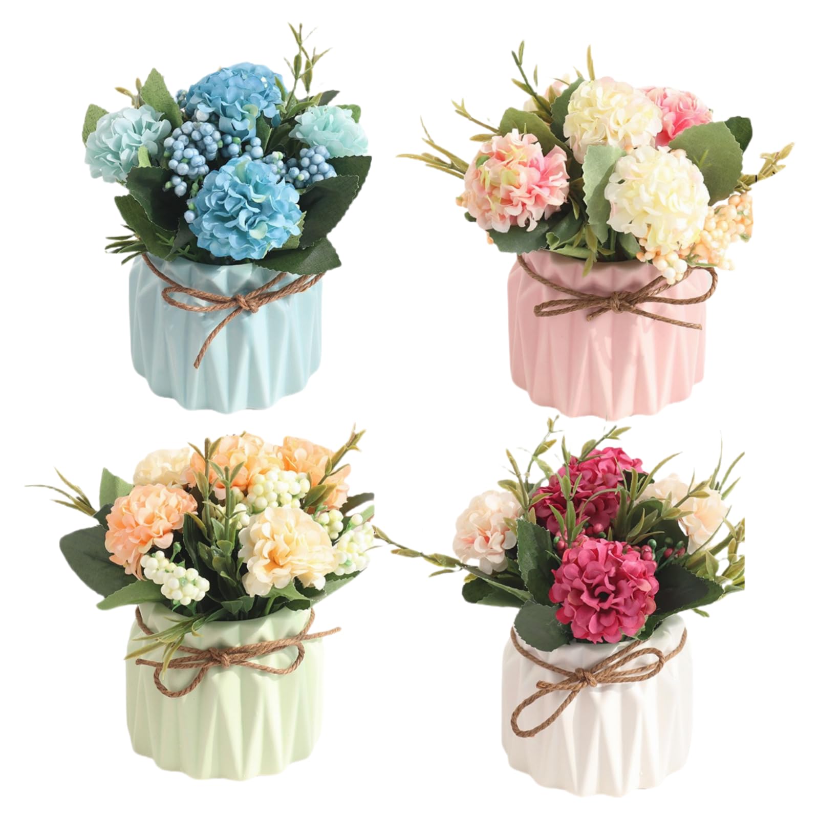 Plantes d'hortensia en pot lot de 4 bonsaïs artificiels pour salon