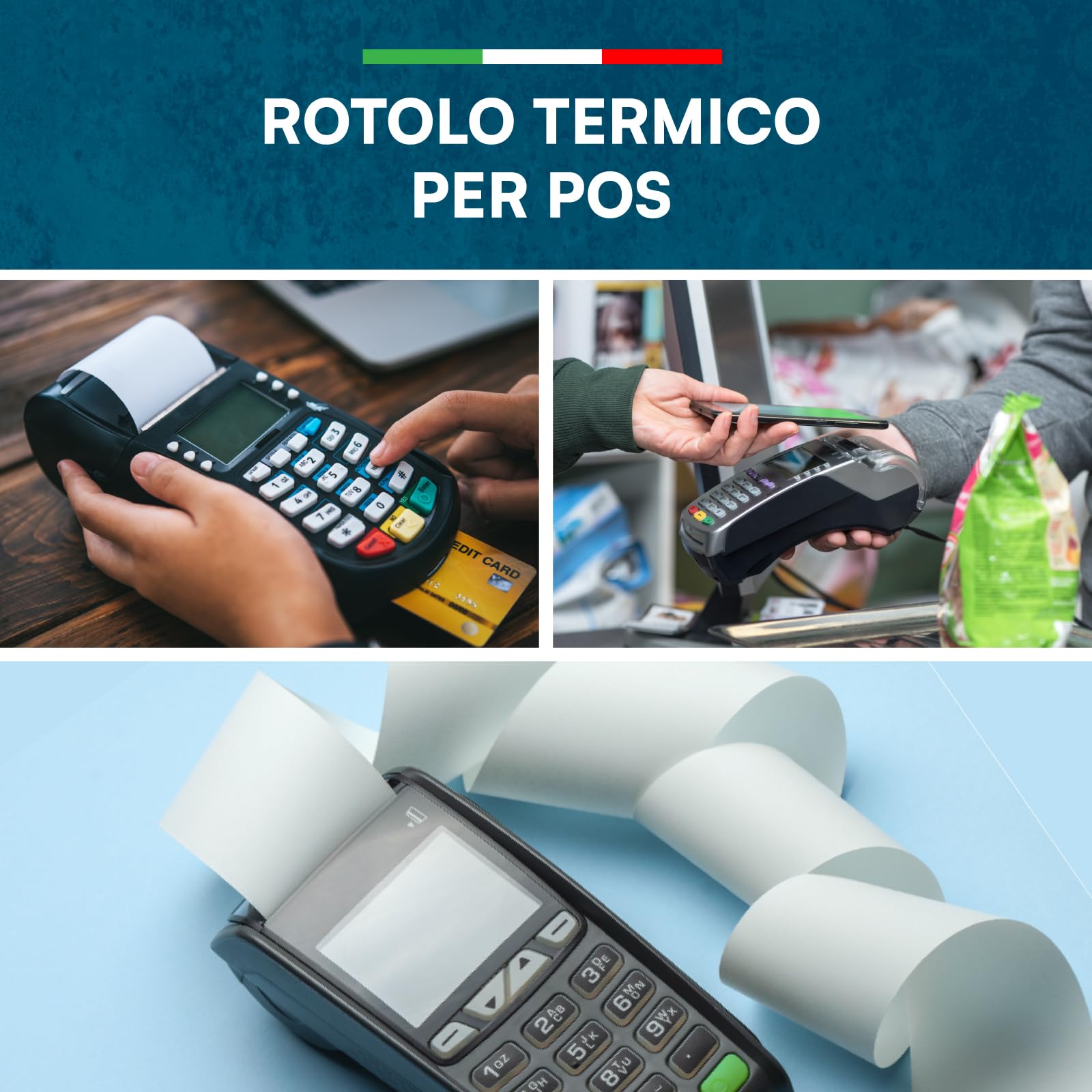 Rotoli carta termica 57x20 mm per POS Nexi Nexa Sumup 20 pezzi