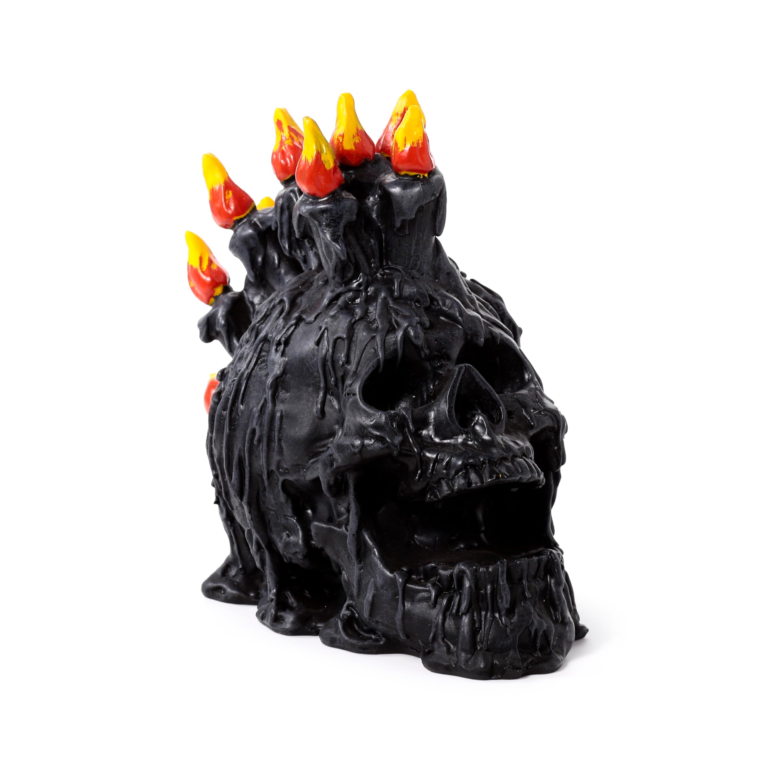 Decorative Ornament - Black Screaming Skull with Candles & Melted Wax Skulls & Skeletons