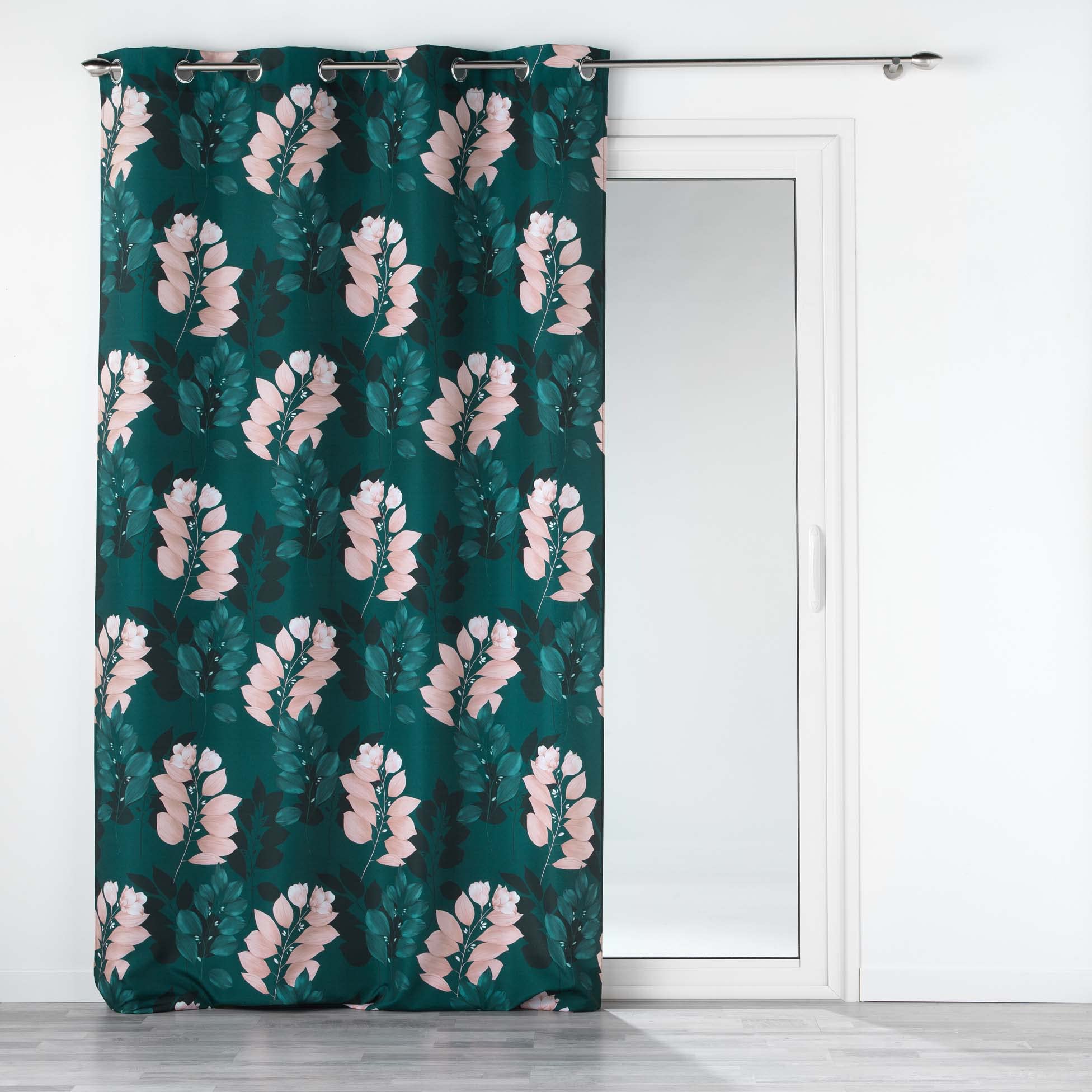 Douceur d'Intérieur Curtain, Polyester, Emerald, 140 x 280 CM