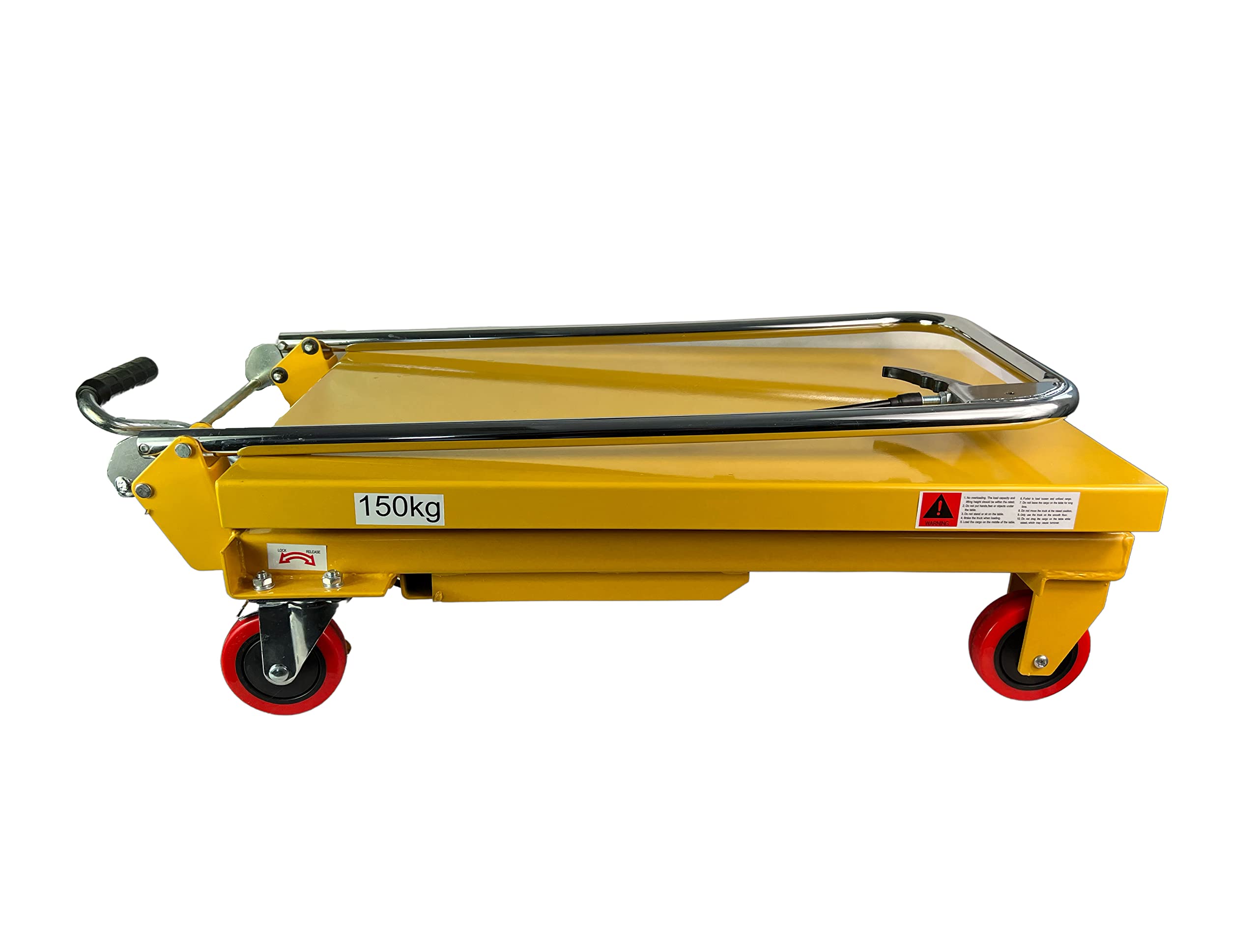 Kraftwelle 150 kg capacità di carico tavolo sollevatore idraulico a forbice carrello elevatore mobile carrello da sollevamento carrello piattaforma ponte sollevatore con 4 ruote in poliammide giallo