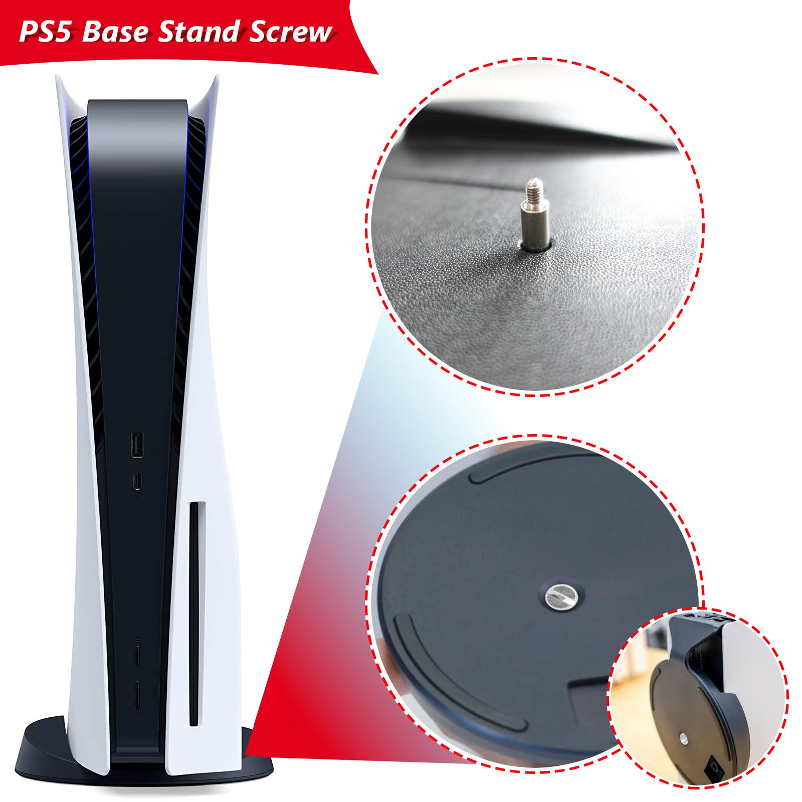 Dock PS5 FPC Vite Per Base Verticale PS5 - Ricambio Supporto Dock Per Console Sony PlayStation 5 Vite Metallica Argento Per PS5 - Foto 3