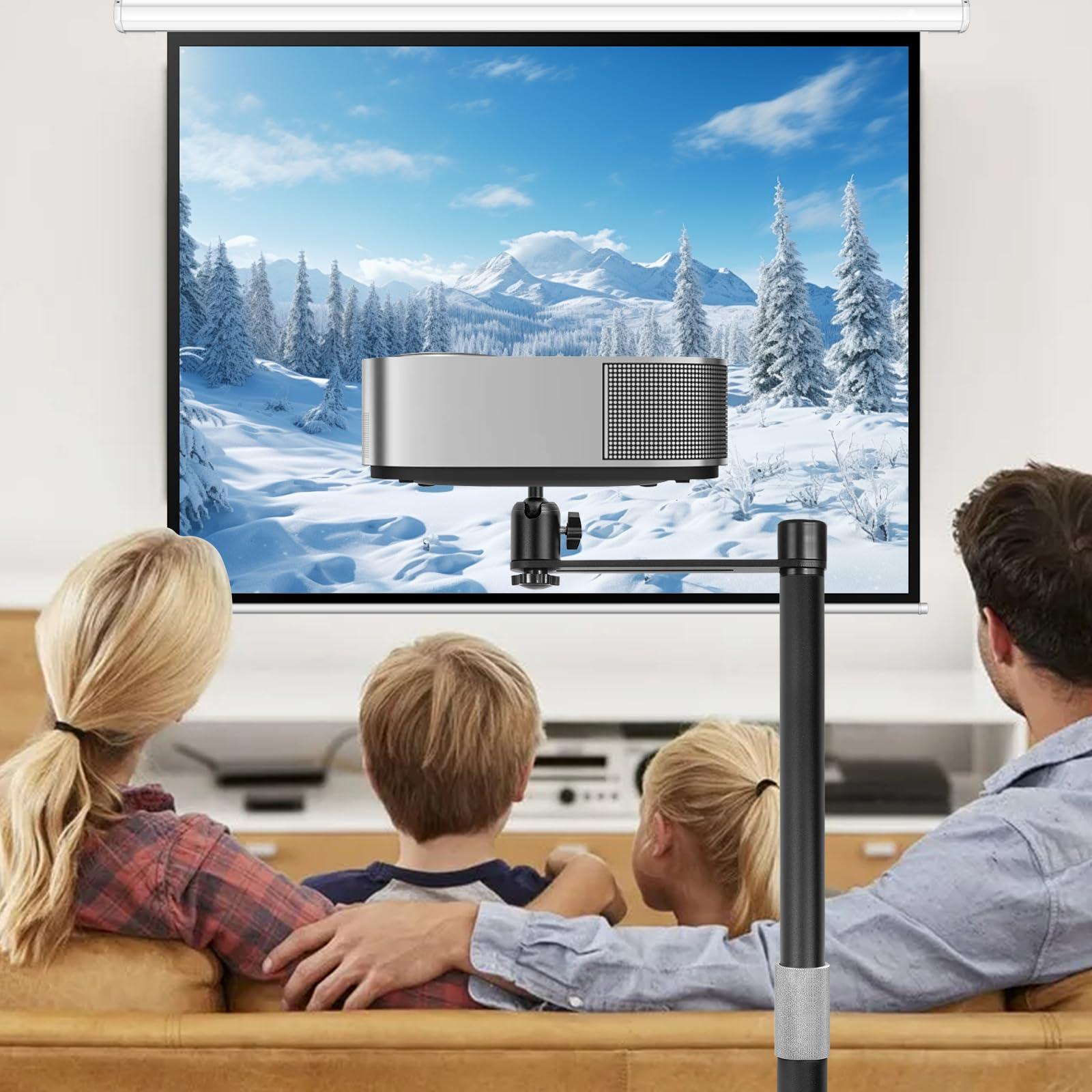 AKOZLIN Metall Projektorhalterung, 360° drehbare Projektorhalterung, höhenverstellbar, verdeckter L-förmiger Bodenständer (Sofa-Stand-Projector-N)