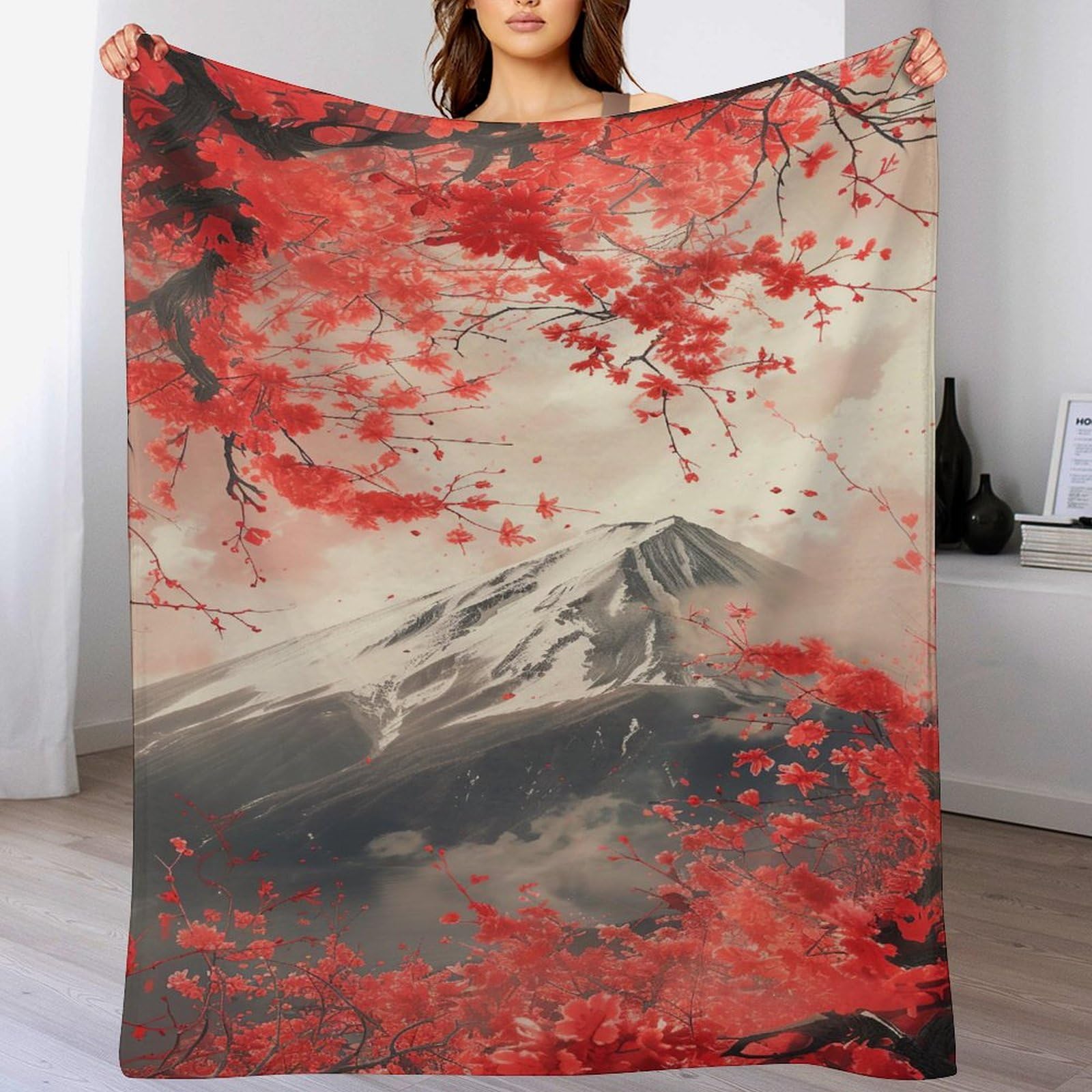 Couverture chaude Cerisier Japonais plaid flannel pour soirée télé sur canapé