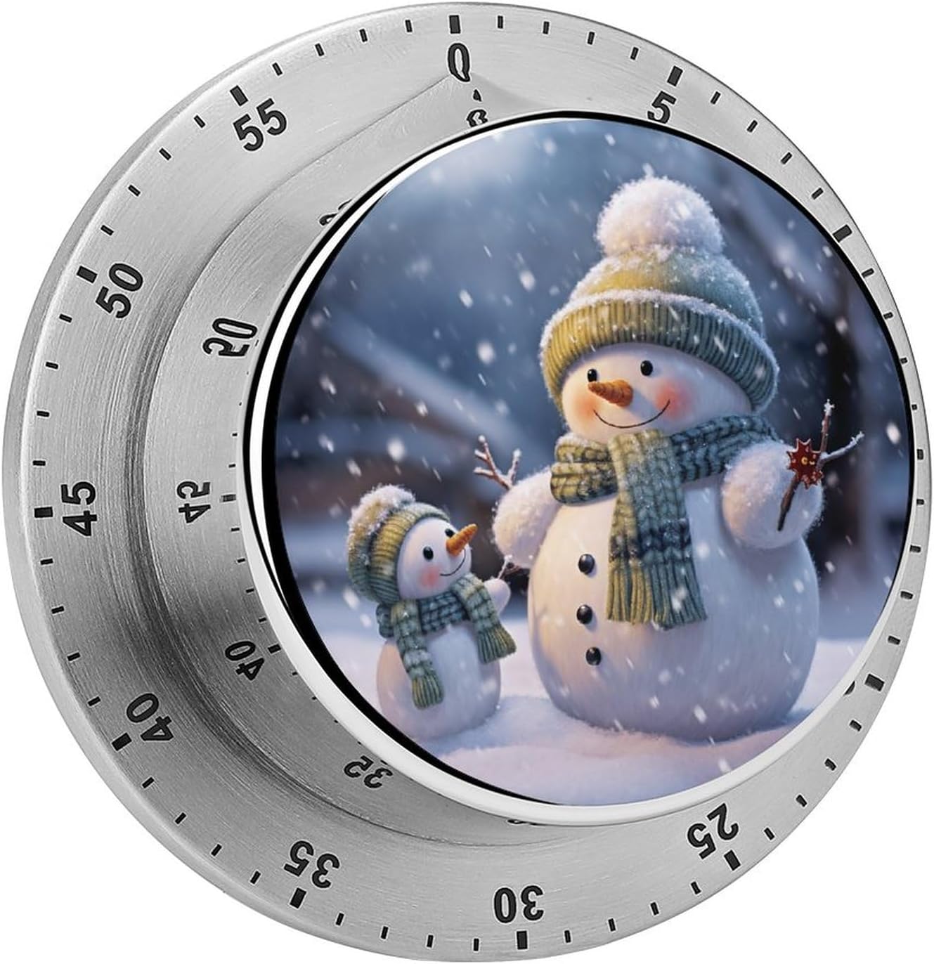 Stainless Steel Timer Winter Snowman Printed Kitchen Timers for Cooking Multi-Functional Timer for Home Baking Cooking