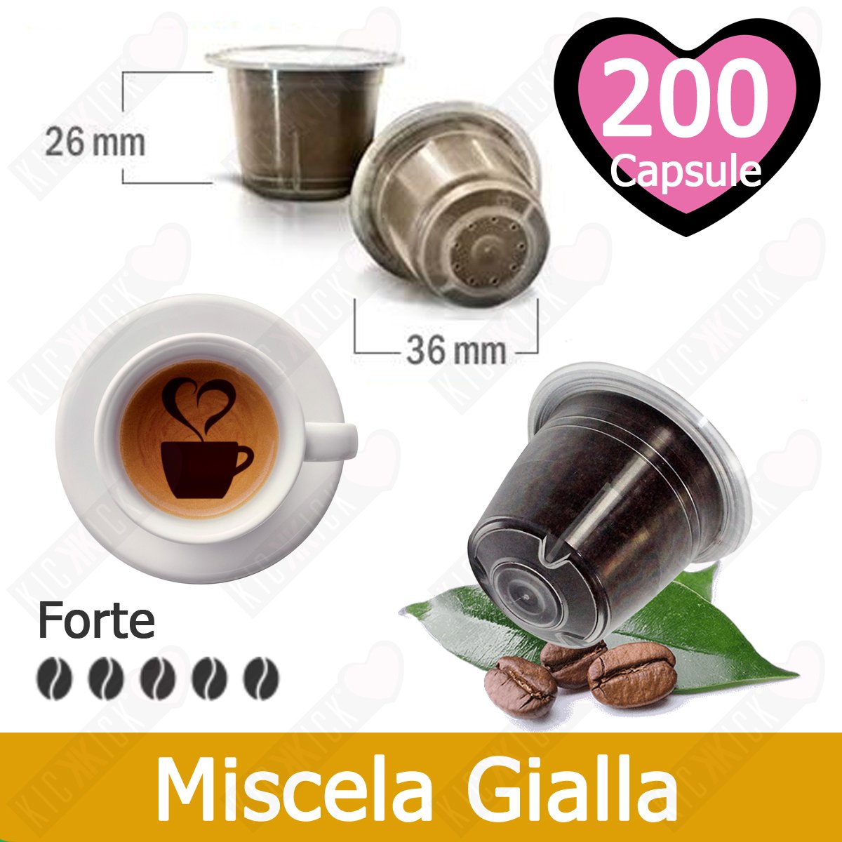 200 Capsulas Café Mezcla Amarilla Fuerte Compatibles Nespresso - Café Kickkick