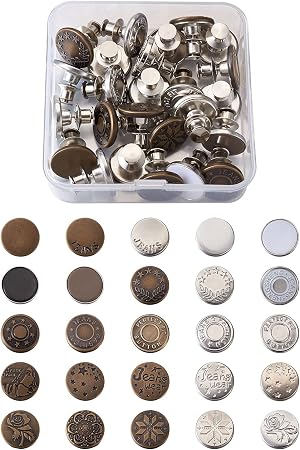 Amazon.com: Pandahall 25 juegos de botones de repuesto sin coser  instantáneamente botones de Jean desmontables botones de cintura extraíbles  extensión para DIY pantalones vaqueros pantalones ropa costura : Arte y  Manualidades