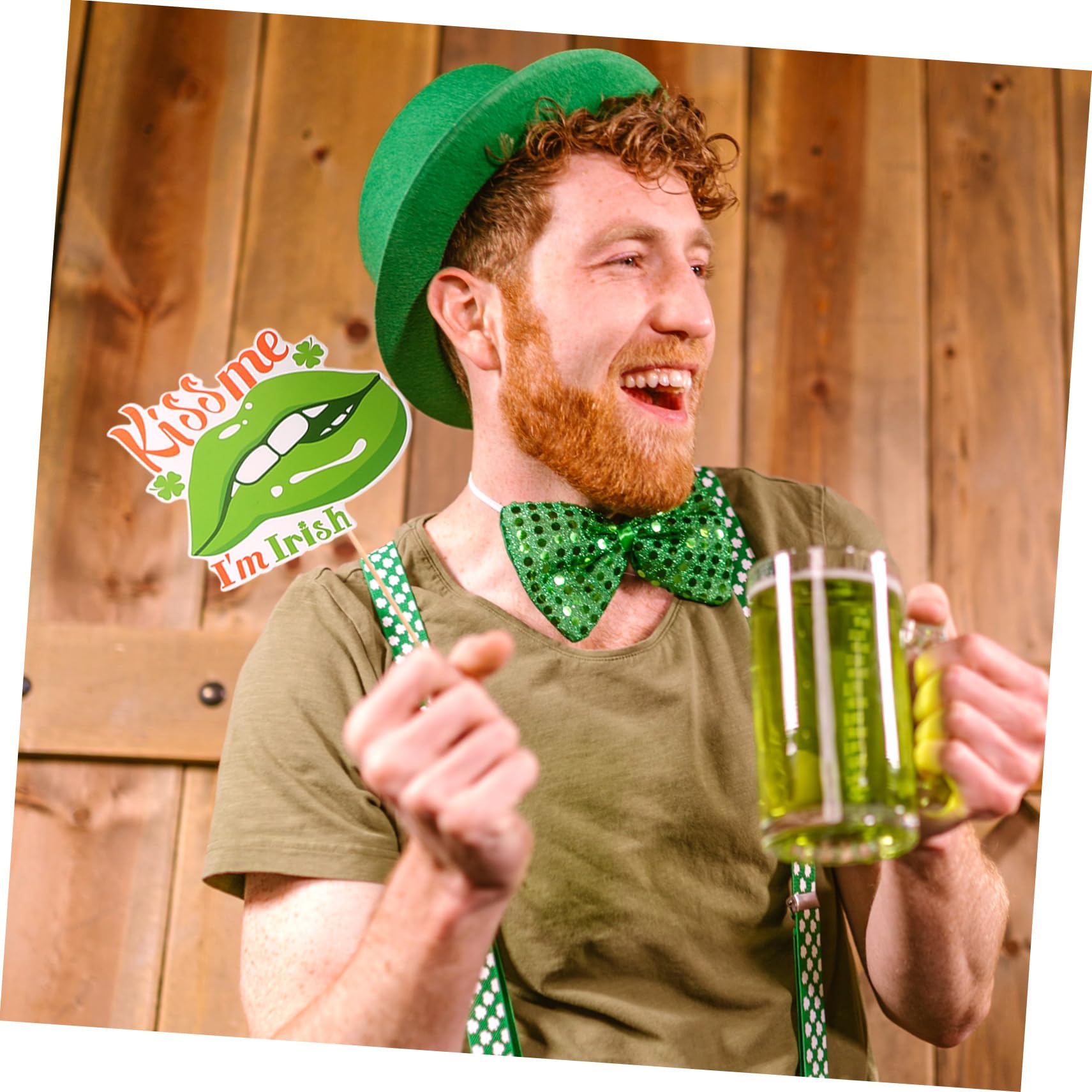 MAGICLULU 5 Sets Foto Requisiten Dekoration Für Den Stand Party Fotografie Zubehör St Patrick's Day DIY Requisite DIY Foto Requisite St Patrick's Day Selfie Foto Requisite