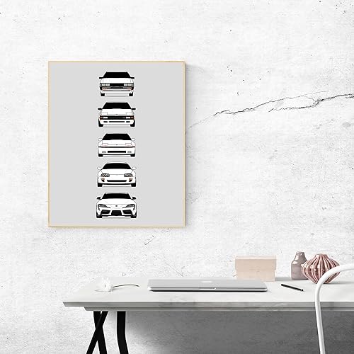 Vista 4 de Handmade Poster compatible with Toyota Supra Generations and Print of Toyota Supra - White, 8x10" Satin Print (Unframed) - Gift for Car Enthusiast