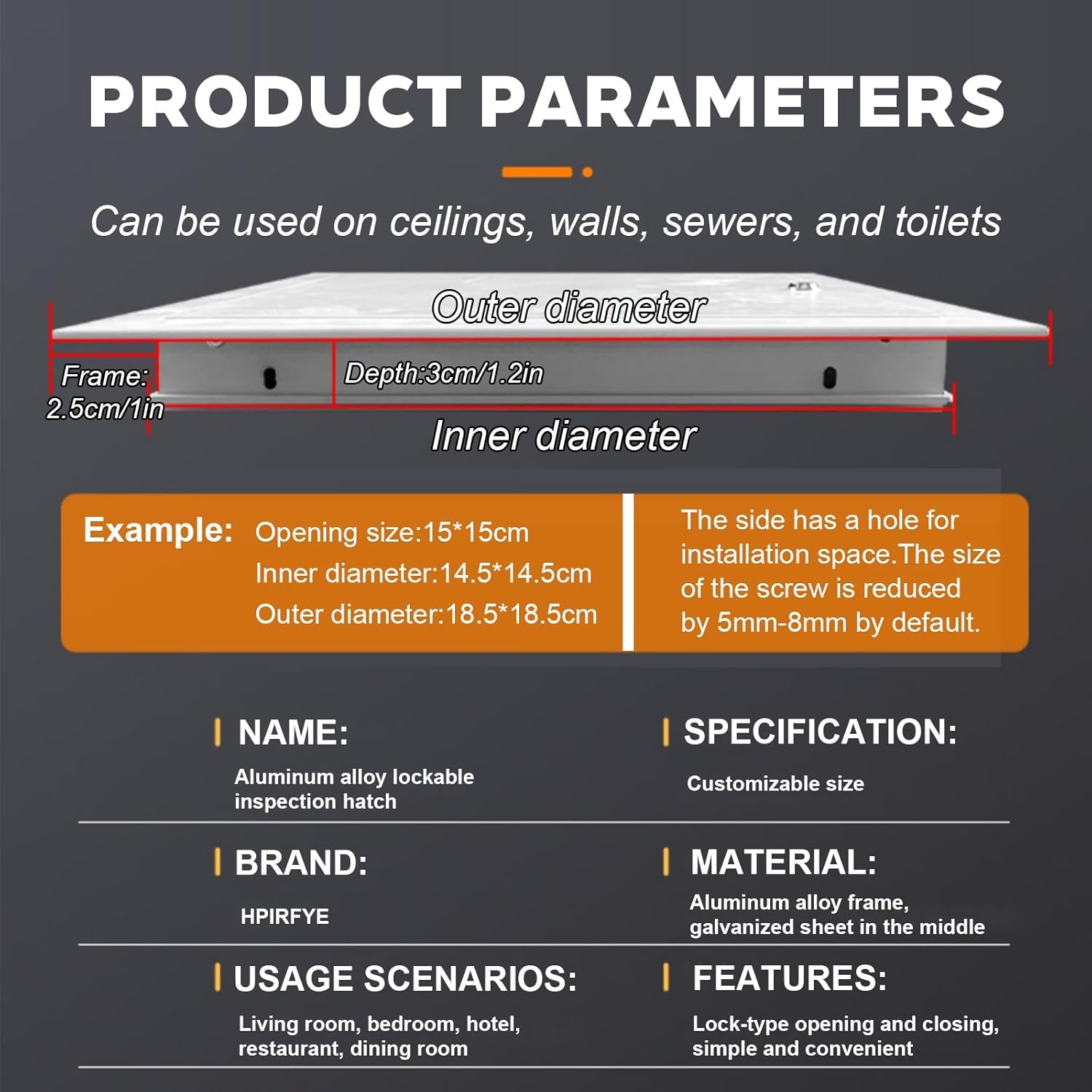 Rectangular Aluminum Attic Access Door with Lock,Ceiling Walls Service Access Hole Cover Plate,Vent Plumbing Meter Hole Box Door Plate,Easy to Install