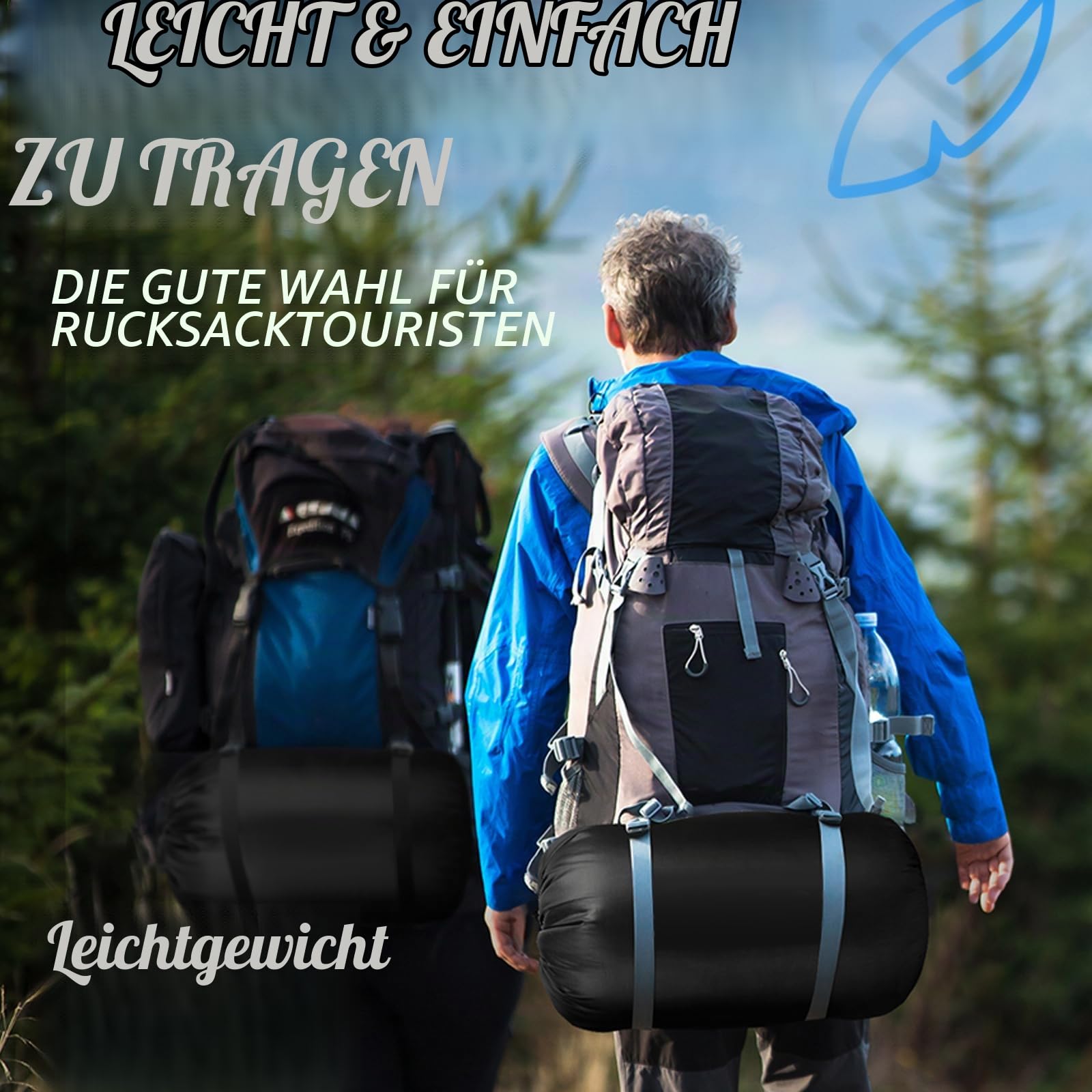 Bessport Schlafsack 3-4 Jahreszeiten - Flanell Schlafsack Winter, Warmer Outdoor Deckenschlafsack Kleines Packmaß Ultraleicht wasserdicht für Camping, Reisen, Wandern, für Erwachsene