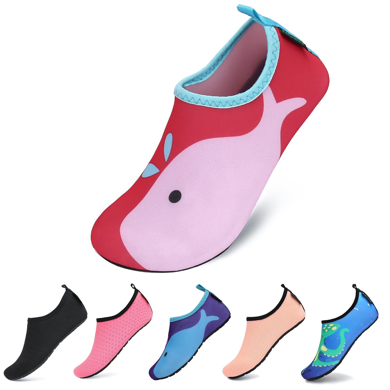 Saguaro Barfussschuhe Kinder Outdoor Schwimmschuhe Jungen Strand Aquaschuhe Männer Sommer Badeschuhe Weiche Faltbar Wasserschuhe, 20/21 EU, Delphin Rot