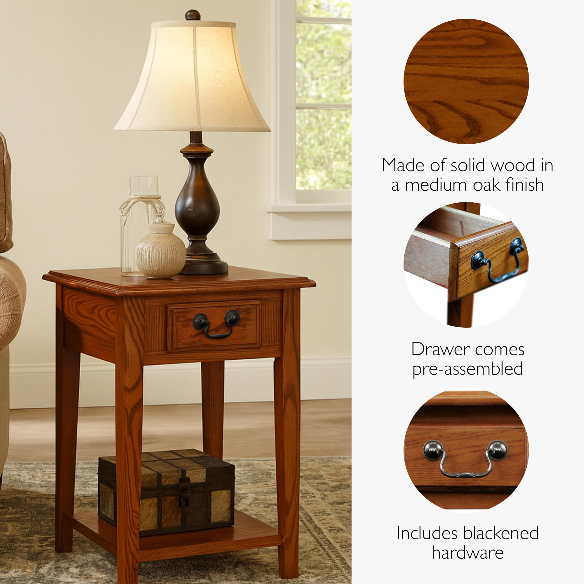 Amazon.com: Haven Ridge Solid Wood Square Side Table with Drawer